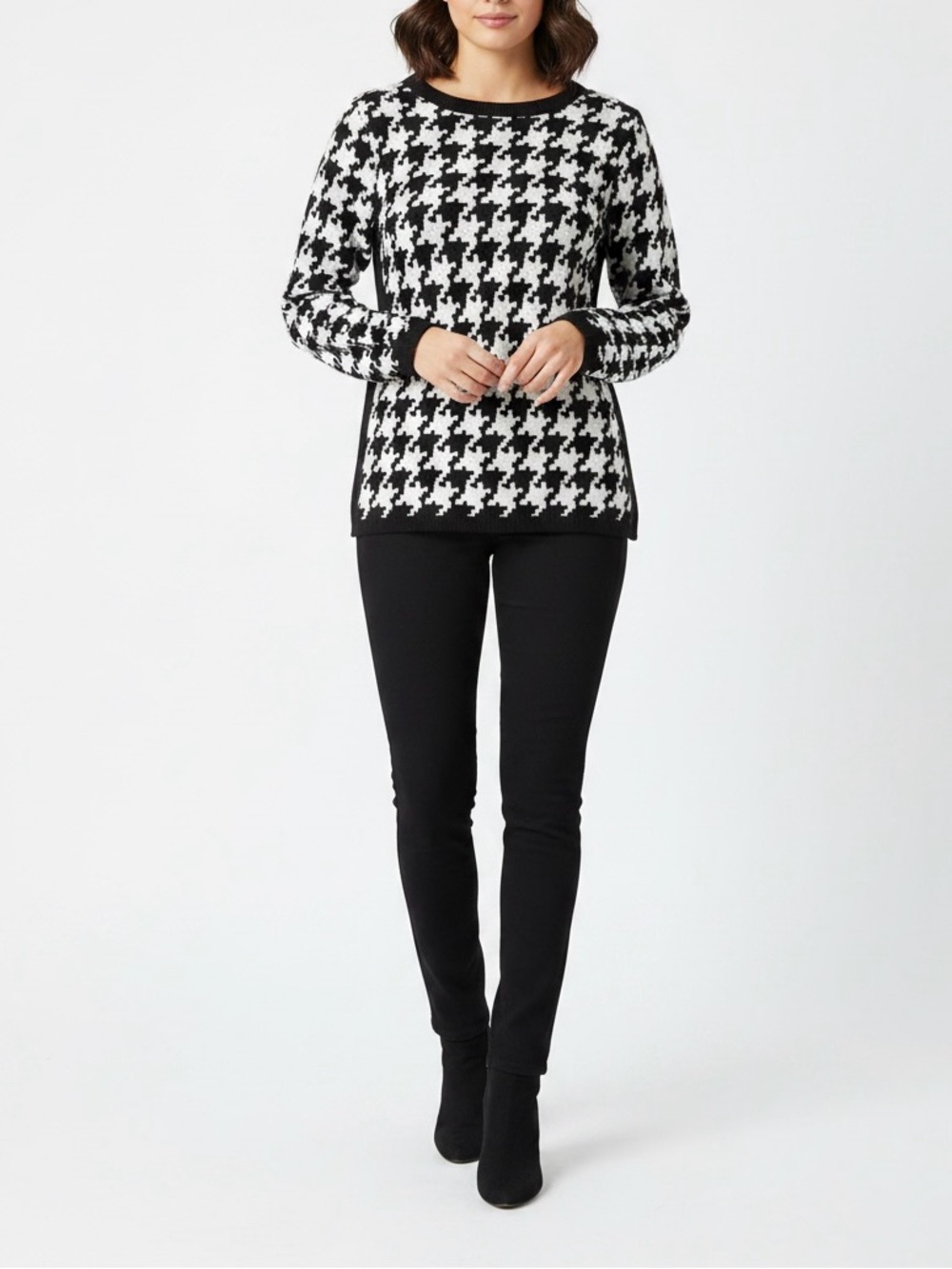 The Limited Black and White Houndstooth Sweater